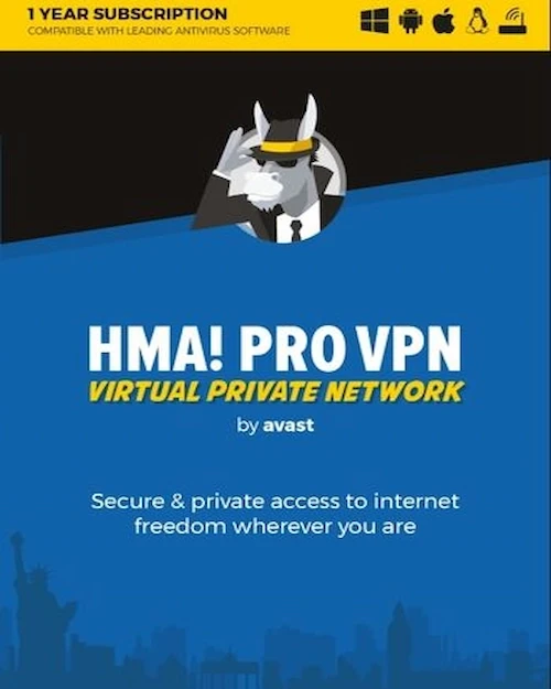 HMA! Pro VPN by Avast Original | 12 Meses | Usuario Propio | Multiples Equipos (1 Conexión)