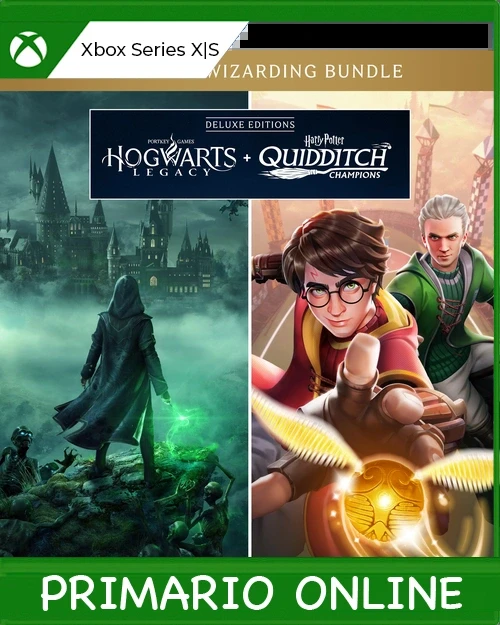 Xbox Series X|S Lote de Ediciones Deluxe de Hogwarts Legacy + Harry Potter: Campeones de quidditch Primario Online